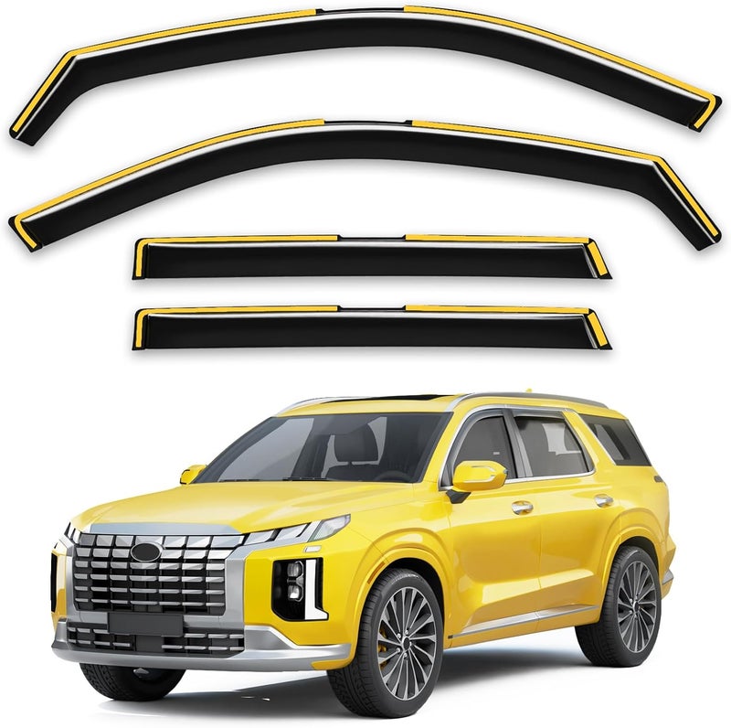 Deejecsun in-Channel Window Rain Guards Fit for Hyundai Palisade 2020 2021 2022 2023 2024 2025 Rain Guards Extra Durable Side Window Deflectors Visor Vent Visors Vent Shades Car Accessories -4 pcs - Image 1